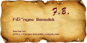 Fényes Benedek névjegykártya