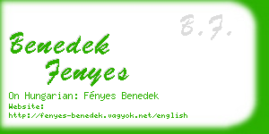 benedek fenyes business card