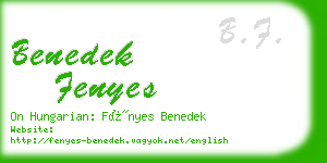 benedek fenyes business card